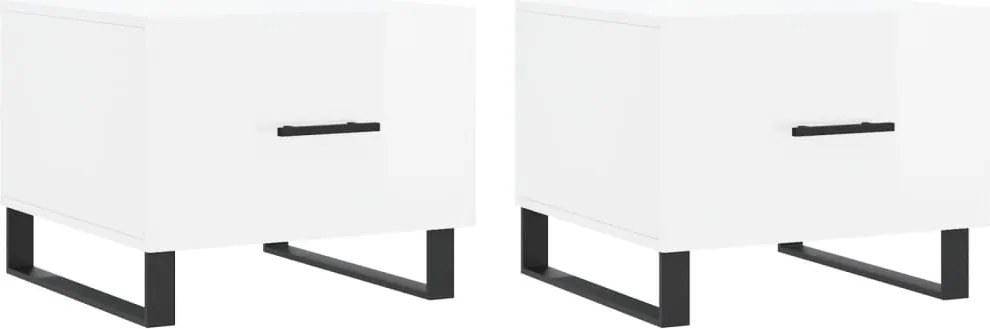 vidaXL Măsuță de cafea, 2 buc., alb extralucios, 50x50x40 cm