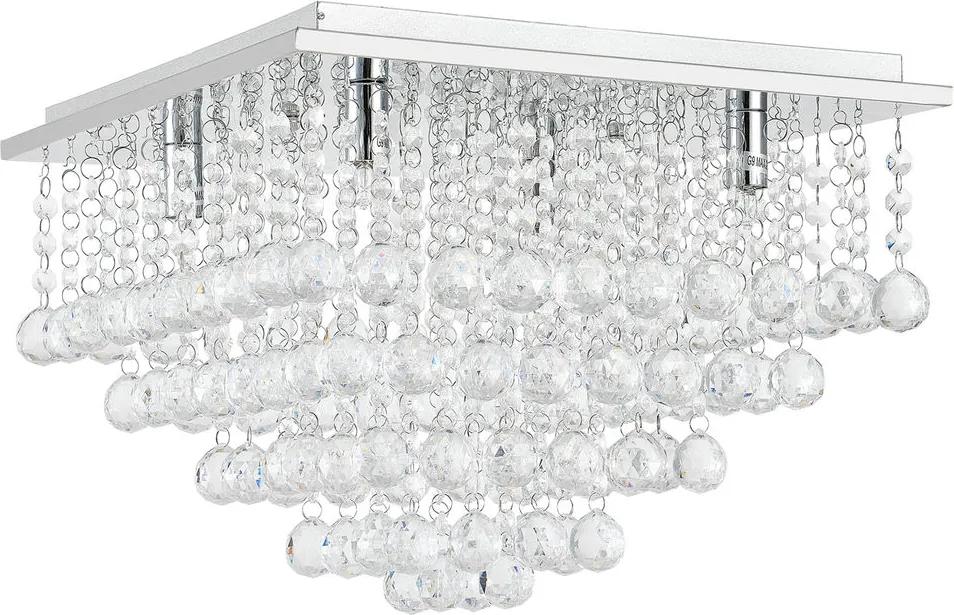 Lampa suspendata eleganta Veli Prisma, 38 x 38 x 28 cm, 4 x G9, max. 28W, crom / cristal alb