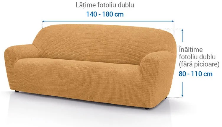 Huse super elastice RUBINIA aurii fotoliu dublu (l. 140 - 180 cm)