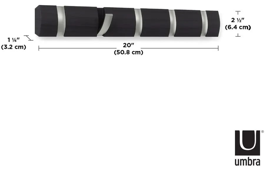 Cuier de perete gri din lemn masiv de plop Flip – Umbra
