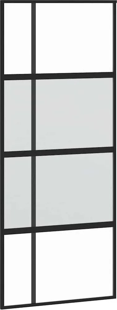 vidaXL Ușă glisantă, negru, 90x205 cm, sticlă securizată și aluminiu