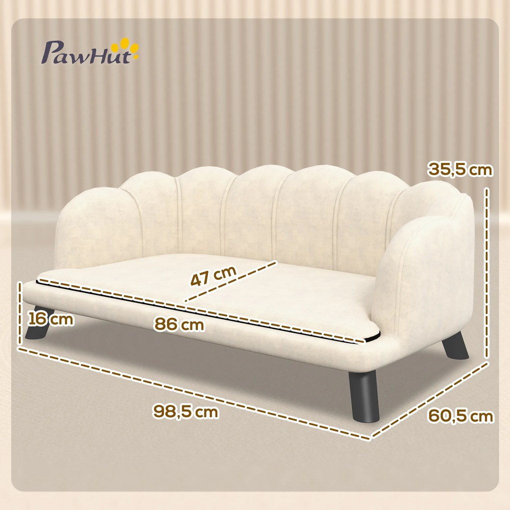 PawHut Canapea câine pat pentru câine pisică design contemporan sub formă de scoică dim. 98L x 60l x 35H cm pernă pufoasă catifea verde | Aosom Romania