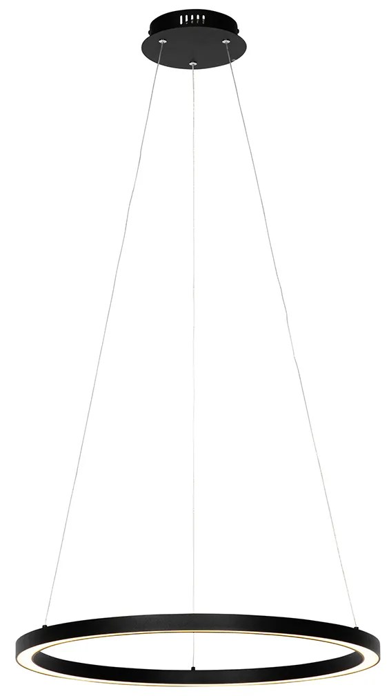 Lampă suspendată neagră 60 cm cu LED inclus, reglabil în 3 trepte - Girello