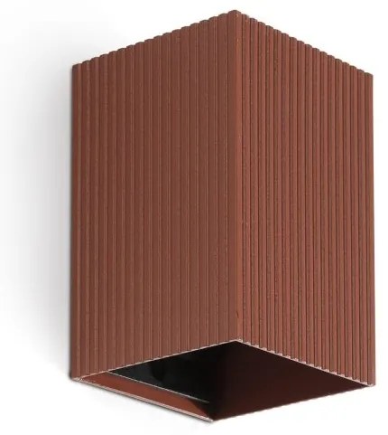 Aplica perete aluminiu striat maro teracota, 1xGU10, LUNE square