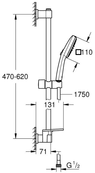 GROHE 26929001 - Set de duș VITALIO COMFORT 110, 600 mm, crom lucios
