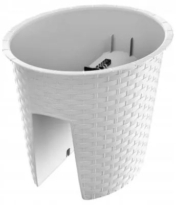Ghiveci decorativ de flori, oval, pentru balustrade, alb, 29.8x24.2x22.5 cm, Ratolla Railing Oval 