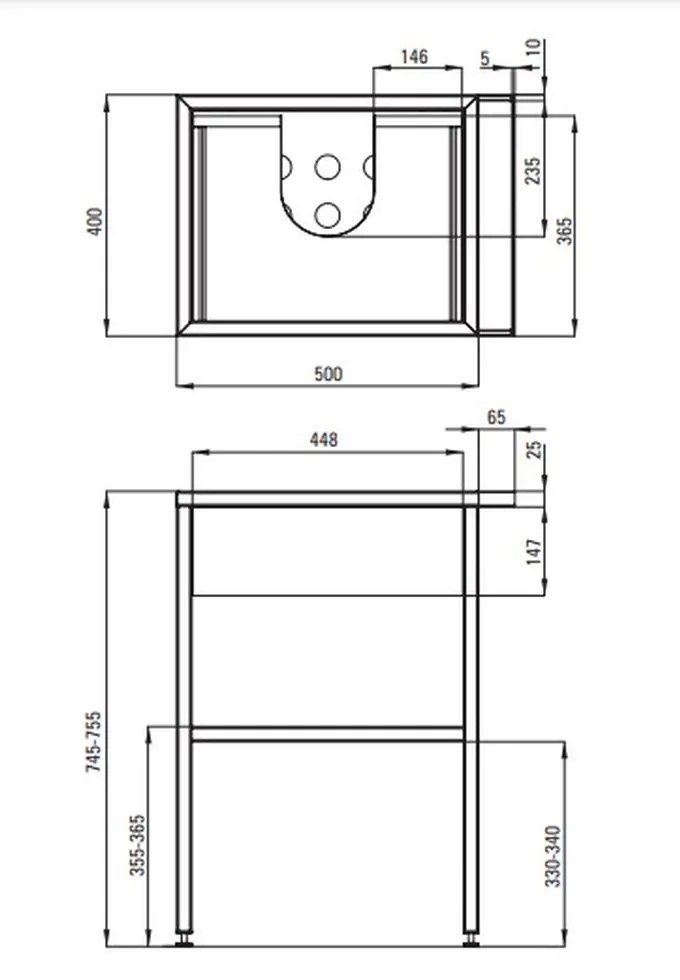 Consola sustinere lavoar cu sertar, culoare negru 40 cm, Deante 400x565x750 mm