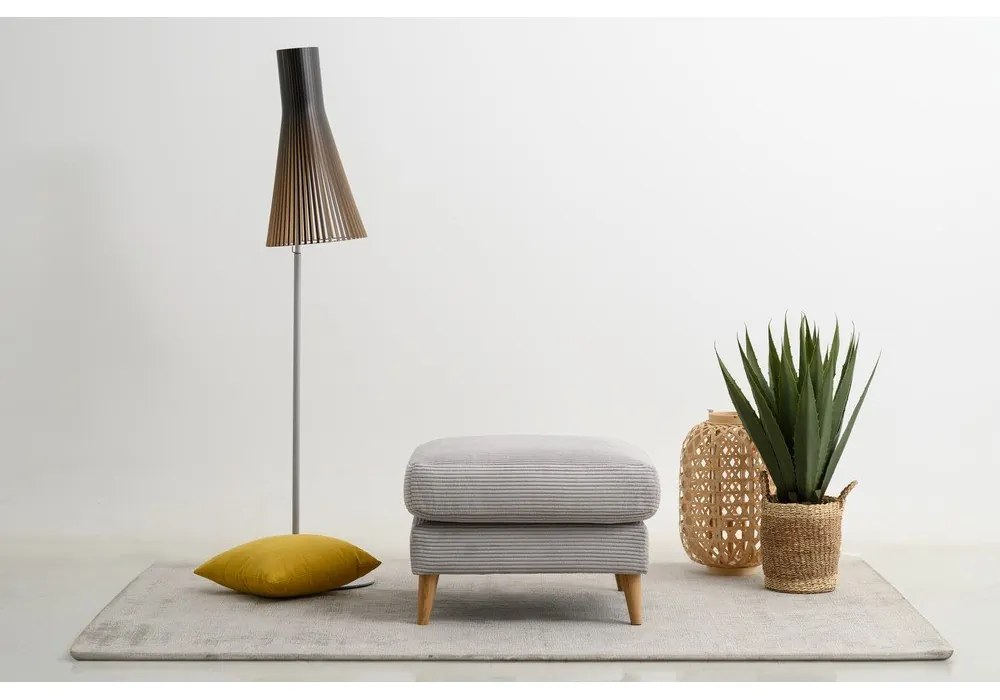 Taburet gri deschis cu tapițerie din catifea reiată Paris – Scandic