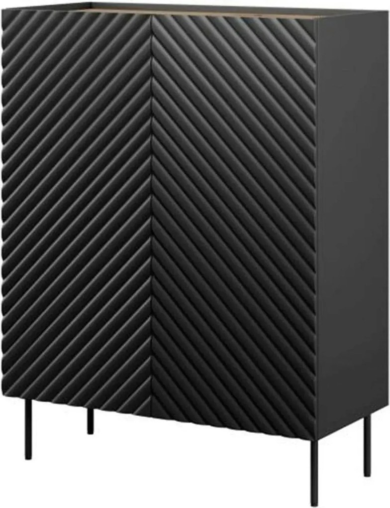 Comoda ONDA, negru/stejar, PAL laminat, 98x45x127 cm