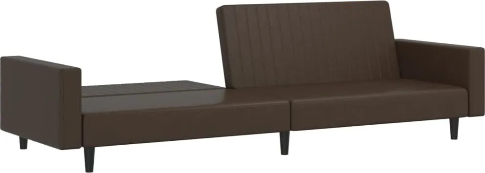 vidaXL Pat de zi cu 2 locuri, maro, piele ecologică