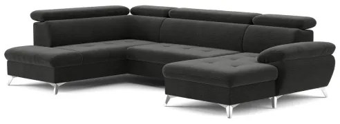 Canapea colțar extensibilă cu spațiu depozitare U CATANIA stânga grafit