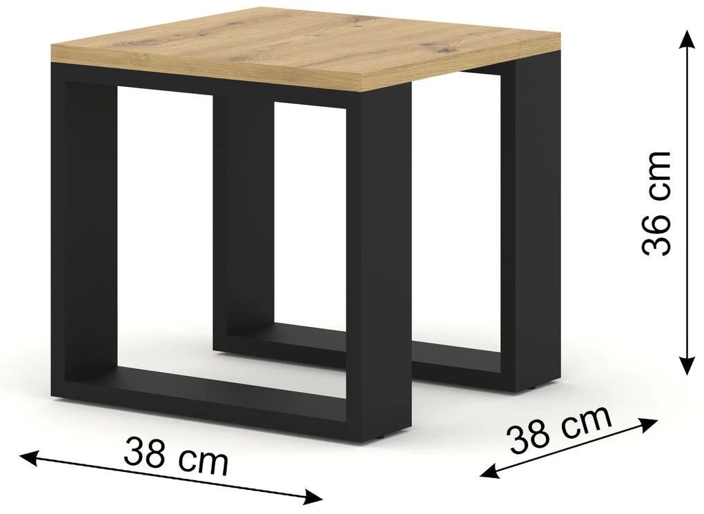 Set măsuțe cafea Nulakka (Stejar artisan + Negru). 1124967