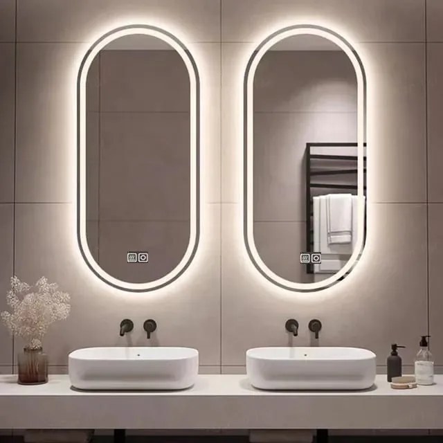 Oglindă Baie LED și Dezaburire Elit's Premium cu Senzor Touch, Lumina Rece, Caldă și Neutră, 50x100cm,
