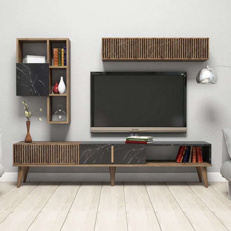 Comoda TV Milan - Walnut, Negru