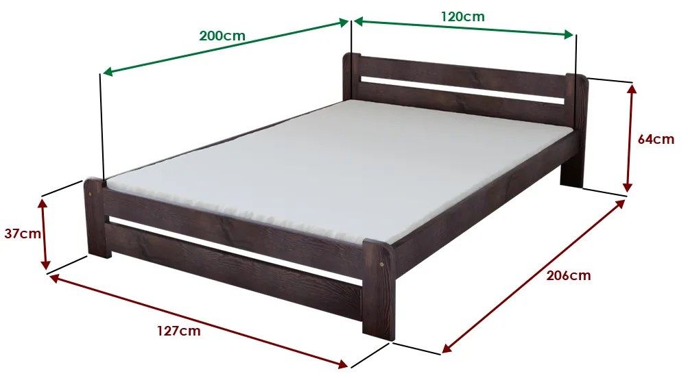 Pat Laura 120 x 200 cm, nuc Saltele: Cu saltele Somnia 18 cm, Somiera pat: Cu lamele drepte