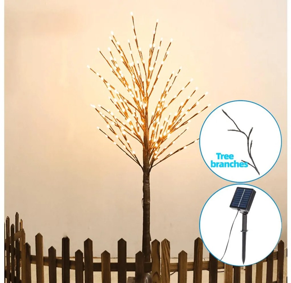 Decorațiune LED solară Aigostar 96xLED/3,5m IP65 alb cald pom