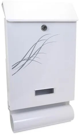 Cutie postala, cu loc pentru ziar, alb, format C4, 25x6.5x44.5 cm, Damech