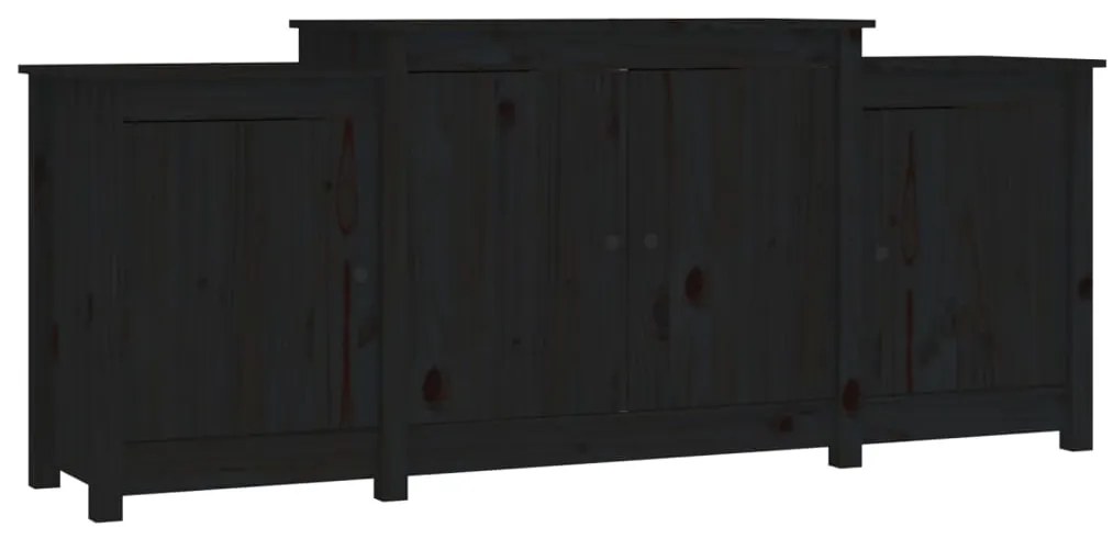 821496 vidaXL Servantă, negru, 164x37x68 cm, lemn masiv de pin
