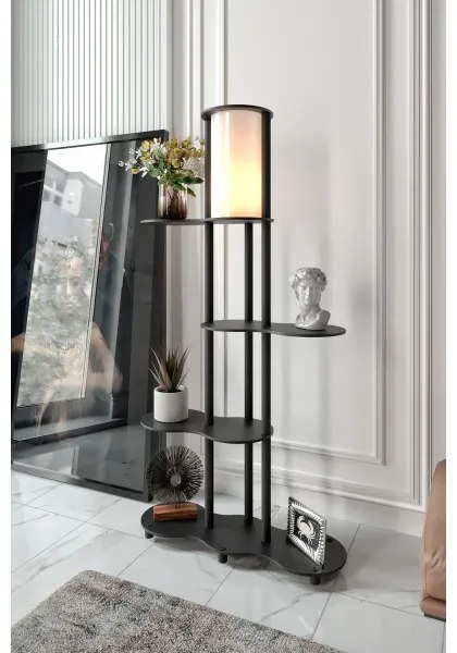 Lampadar cu polițe NOTO 1xE27/40W/230V negru