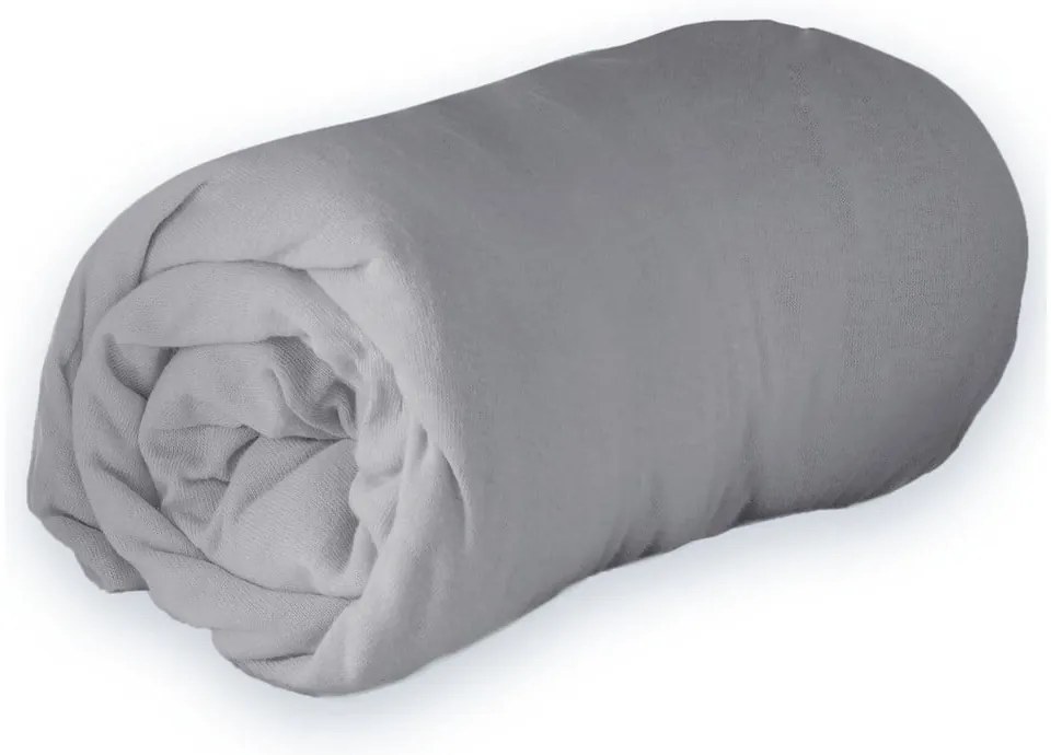 Cearceaf gri deschis din jerseu cu elastic 90x190 cm Jersy – douceur d'intérieur