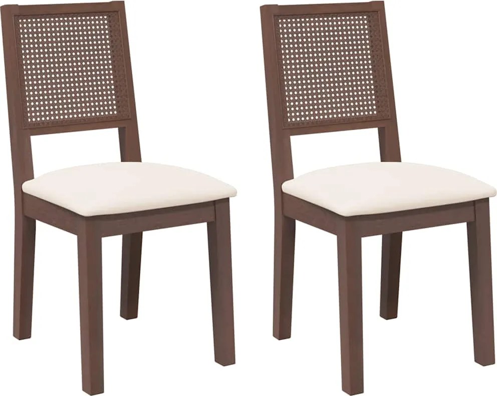 vidaXL Scaune sufragerie cu perne 2 buc. cauciuc din lemn masiv maro