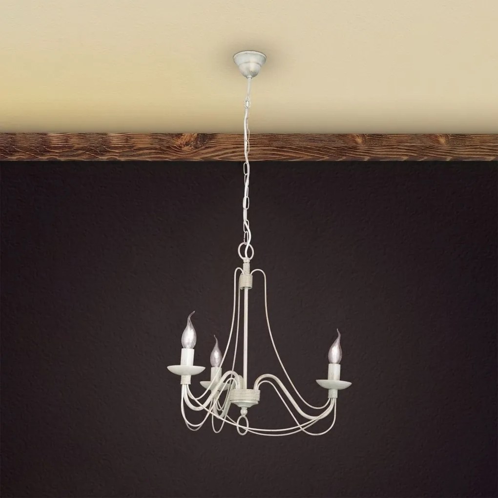 Candelabru design rustic cu 3 brate Vela, ivory