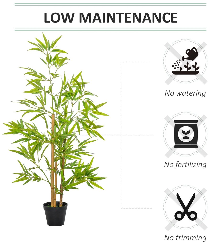 Set 2 Plante de Bambus Artificiale in Ghiveci de 120cm, Decoratiune pentru Casa, Birou, Interior si Exterior Outsunny | Aosom Romania