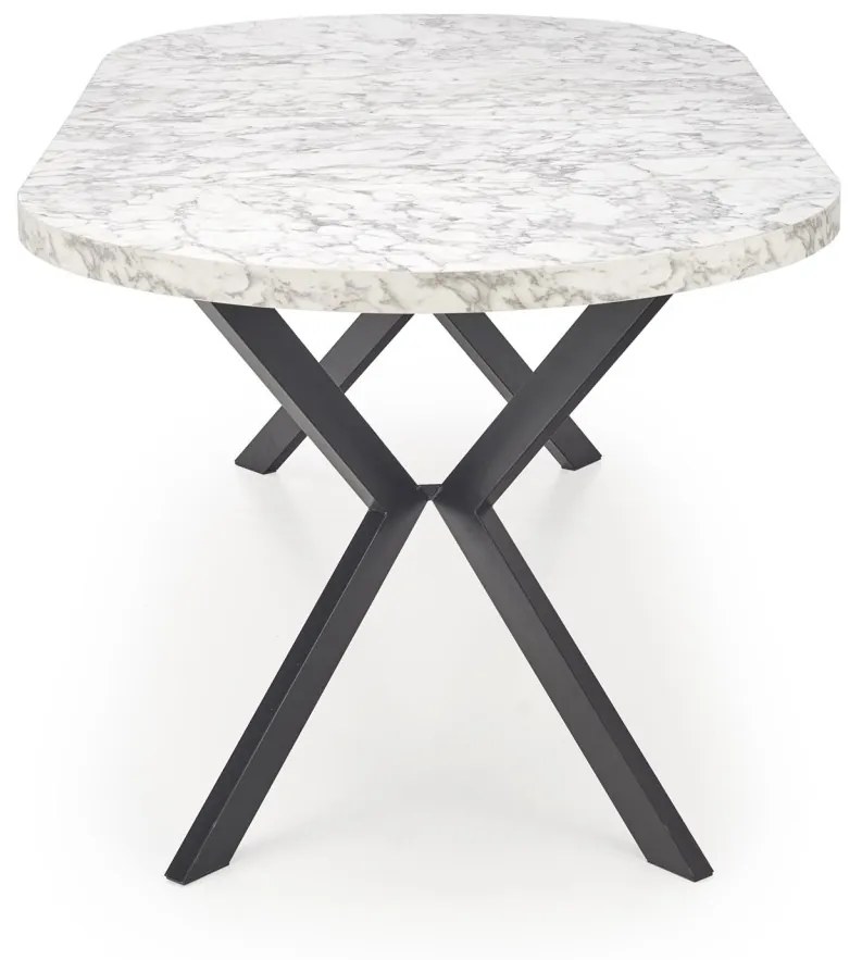 Masa extensibila Peroni marmura alba/negru - L100-250 cm