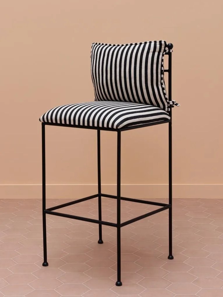 Scaun inalt din metal si bumbac , cu design abstract , "Palm Springs"