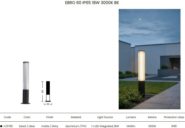 Stalp LED iluminat exterior IP65 EBRO H-65cm