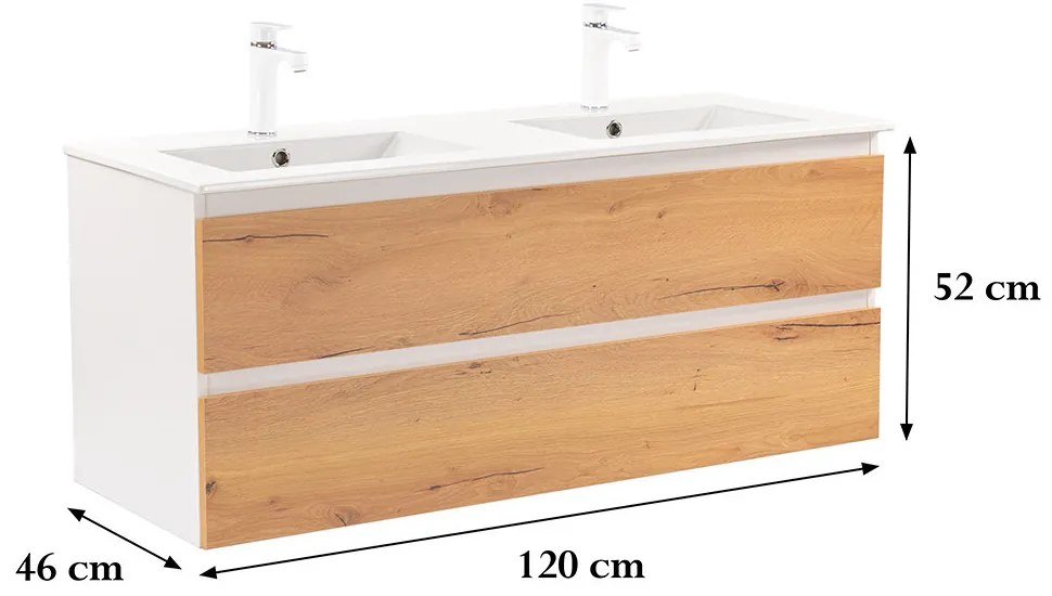 Dulap inferior Vario Forte 120 cu lavoar, stejar alb