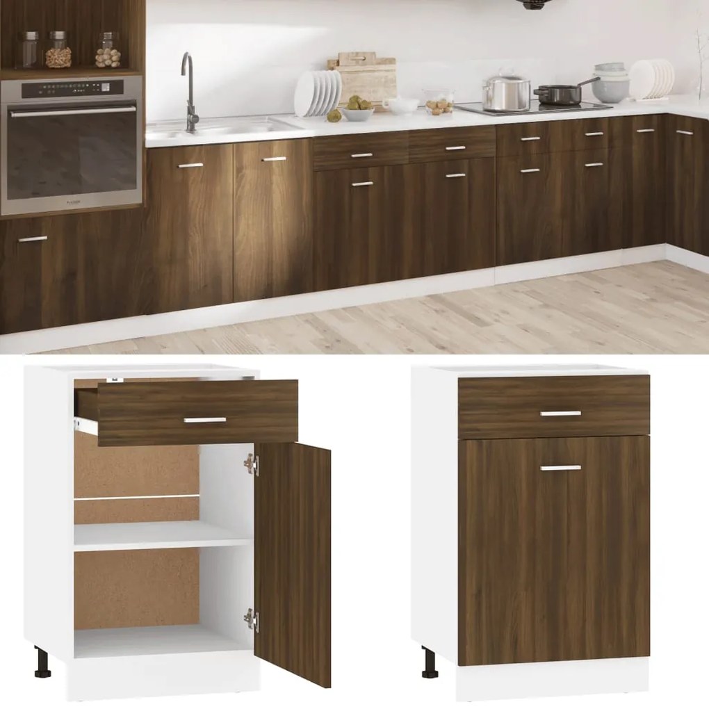 vidaXL Dulap inferior cu sertar “Lyon”, stejar maro, 50x46x81,5 cm