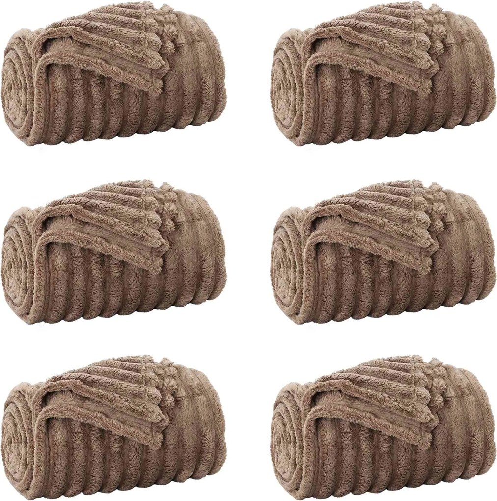 vidaXL Pături de aruncat 6 pcs Culoare Cămilă 240 x 220 cm Molton