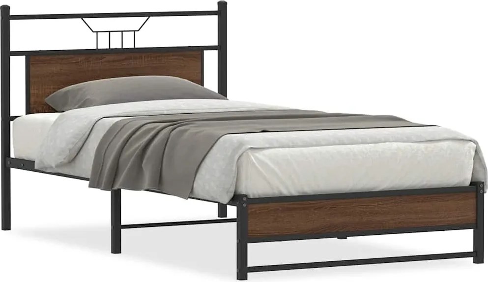 vidaXL Cadru pat fără saltea stejar maro 100x200 cm lemn prelucrat