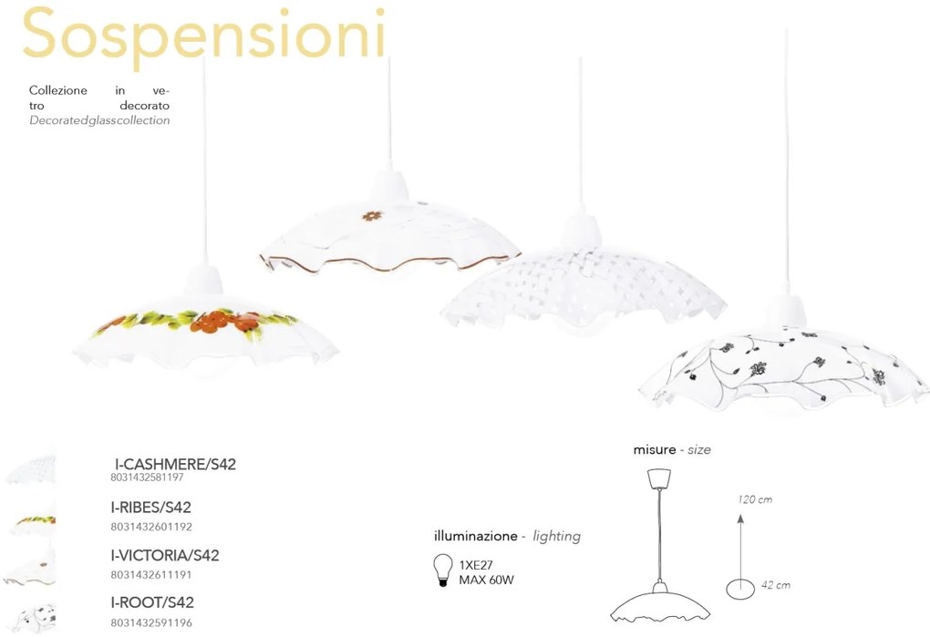 Lustra / Pendul sticla decorativa 42cm RIBES