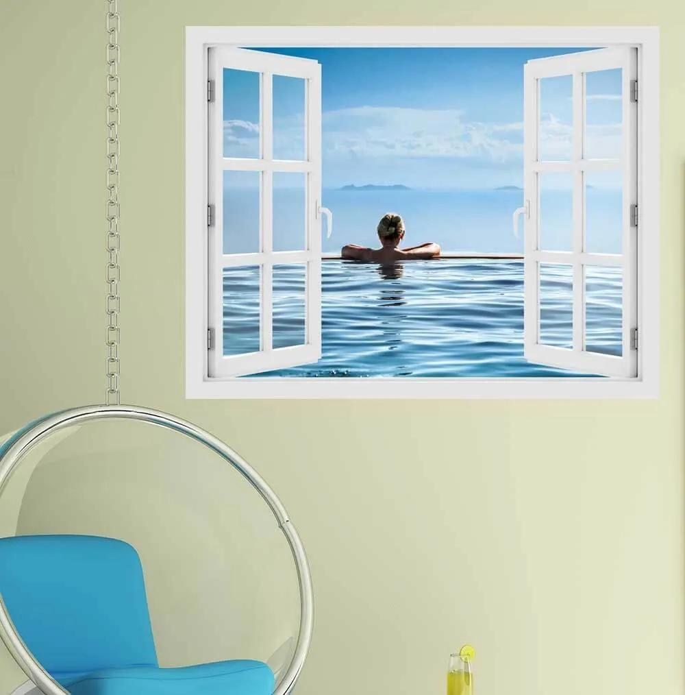 Fereastra cu efect 3D - Relaxare in piscina - 119x93 cm