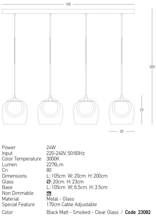 Lustra cu 4 pendule design modern LED LIGHT