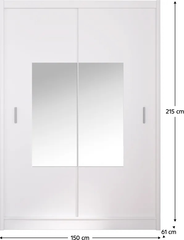 Dulap cu uşi glisante, alb, 150x215, MADRYT