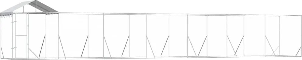 vidaXL Padoc exterior cu acoperiș argintiu 14x2x2,5 m oțel galvanizat