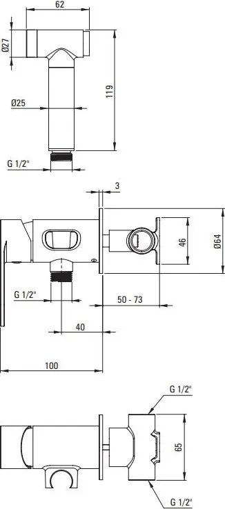 Alpinia Black baterie de bideu cu montaj incastrat finisaj negru BGA_N34M