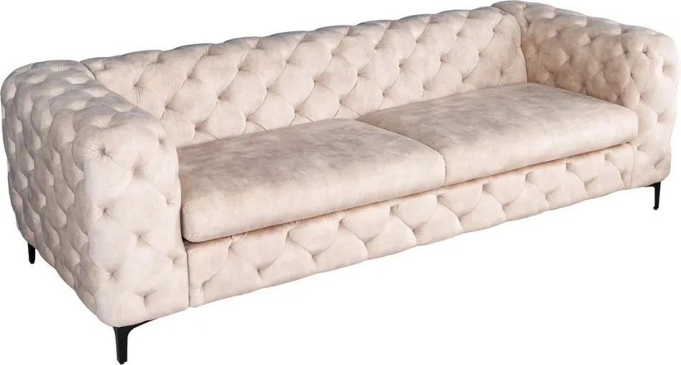 Canapea design Chesterfield, Catifea, Champagner, MODERN BAROCK