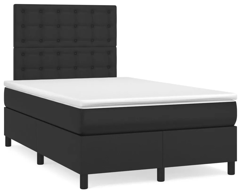 3142833 vidaXL Pat box spring cu saltea, negru, 120x200 cm, piele ecologică