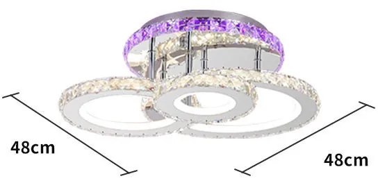 Lustra LED Cu Telecomanda, Elit's, Cristal, 3Cercuri, Alb, 80W RGB