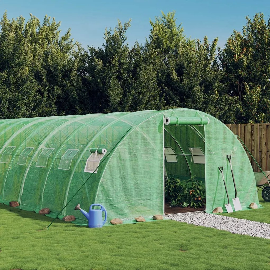 vidaXL Seră cu cadru din oțel, verde, 72 m², 18x4x2 m
