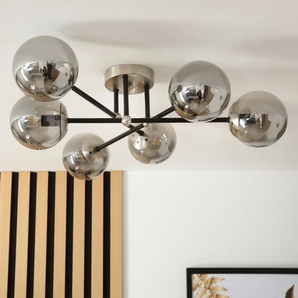 Brilagi - Lustru aplicat MALIVA, 6xE14/15W/230V, crom mat/fumuriu