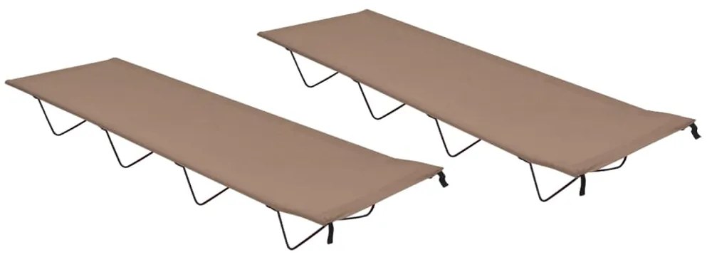 vidaXL Paturi camping, 2 buc. gri, 180x60x19 cm, țesătură oxford&amp;oțel