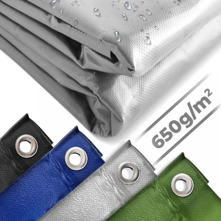 JAGO Prelata 650 g/m², cu ochiuri de aluminiu, gri, 5 x 8 m