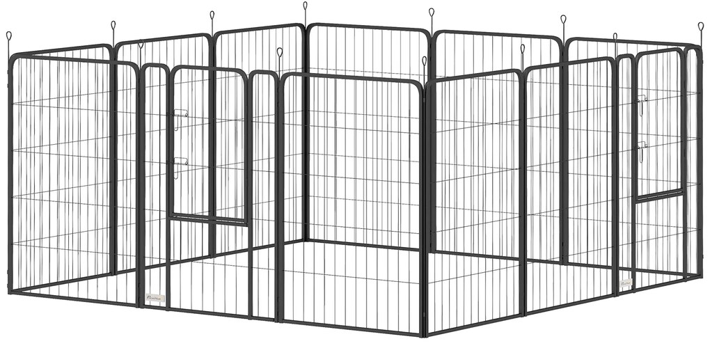 PawHut Parc pentru câini, parc 12 panouri modulabil și pliabil, portabil din oțel cu ușă 68 x 100 negru | Aosom Romania