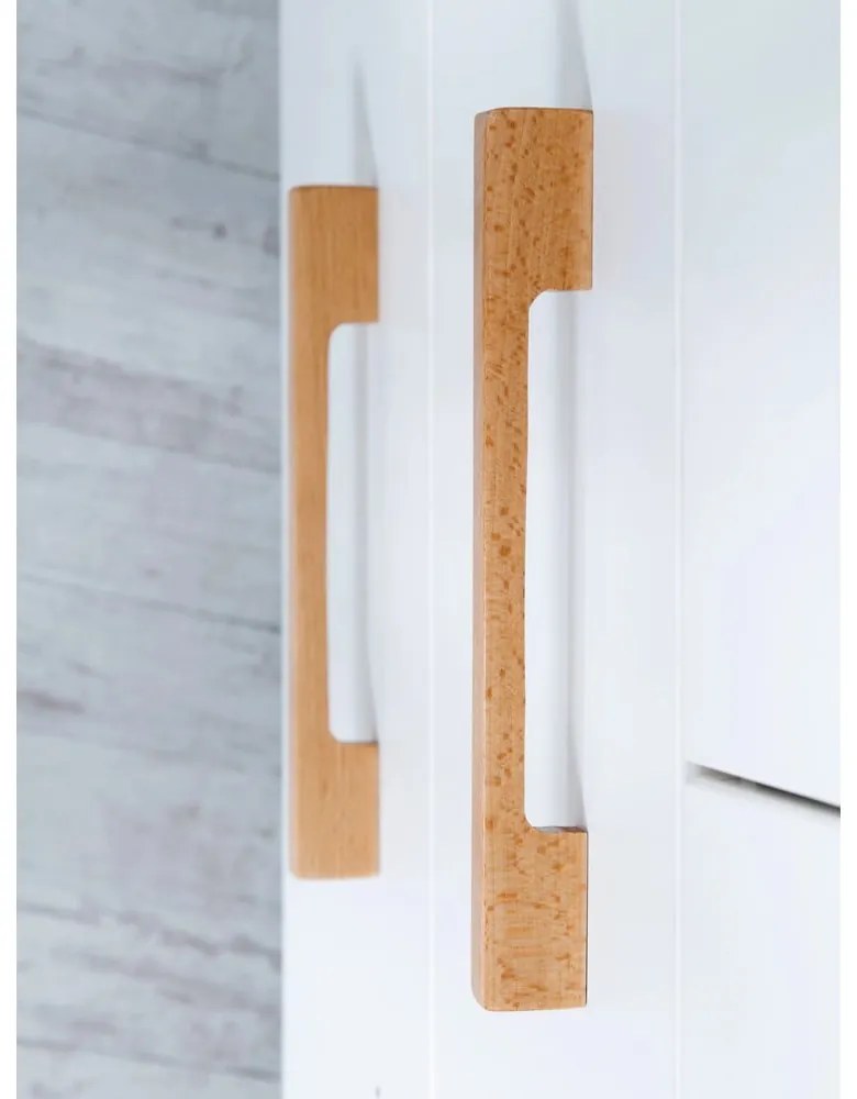 Șifonier pentru copii alb cu aspect de lemn de stejar 135x200 cm Finn – Roba