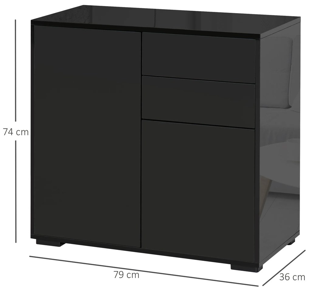 HOMCOM Mobilier multiuz cu 2 sertare si 2 dulapuri, deschidere cu presiune, 79x36x74cm | Aosom Romania